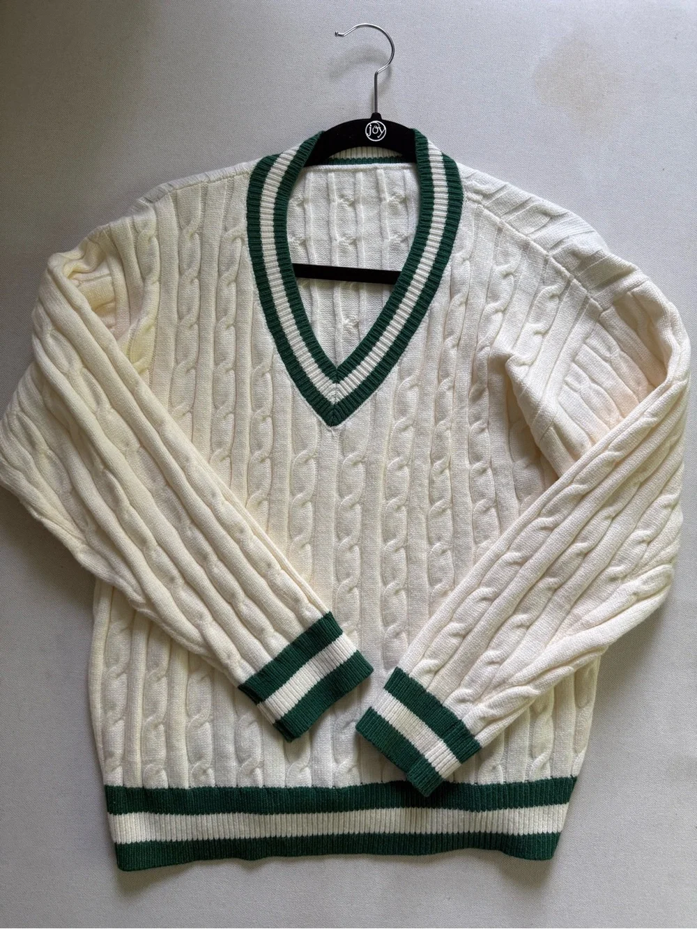 NWOT Cable Knit V-Neck Sweater with Trim